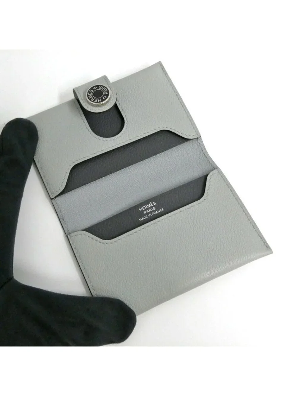 Hermes Card Case M S Evercolor Gray Sellier